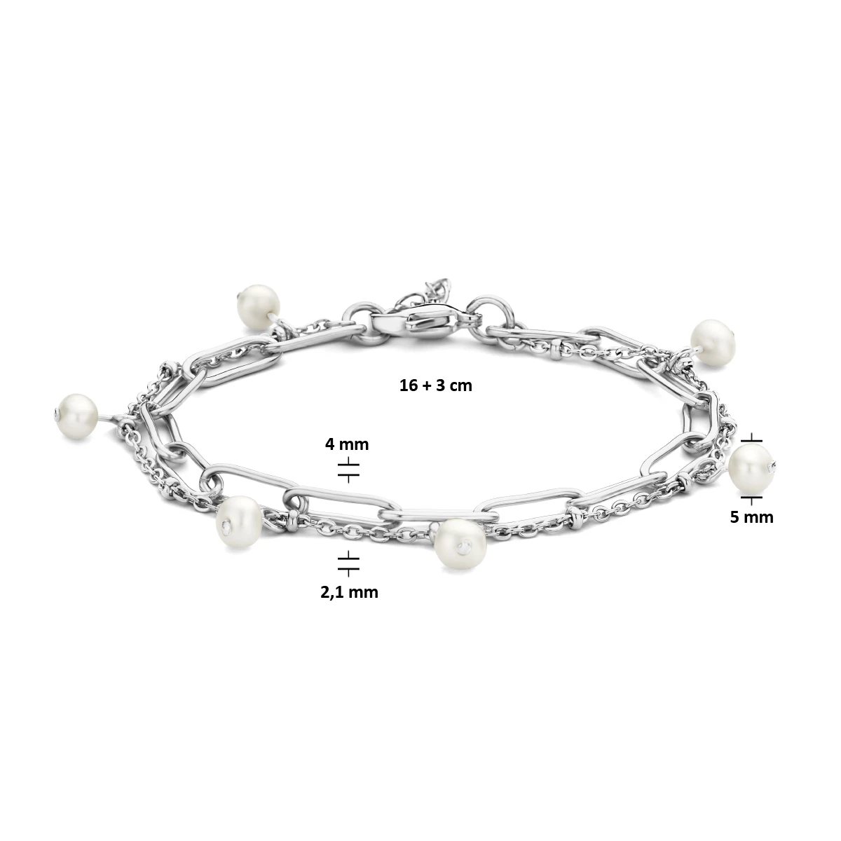armband parel 16 + 3 cm edelstaal