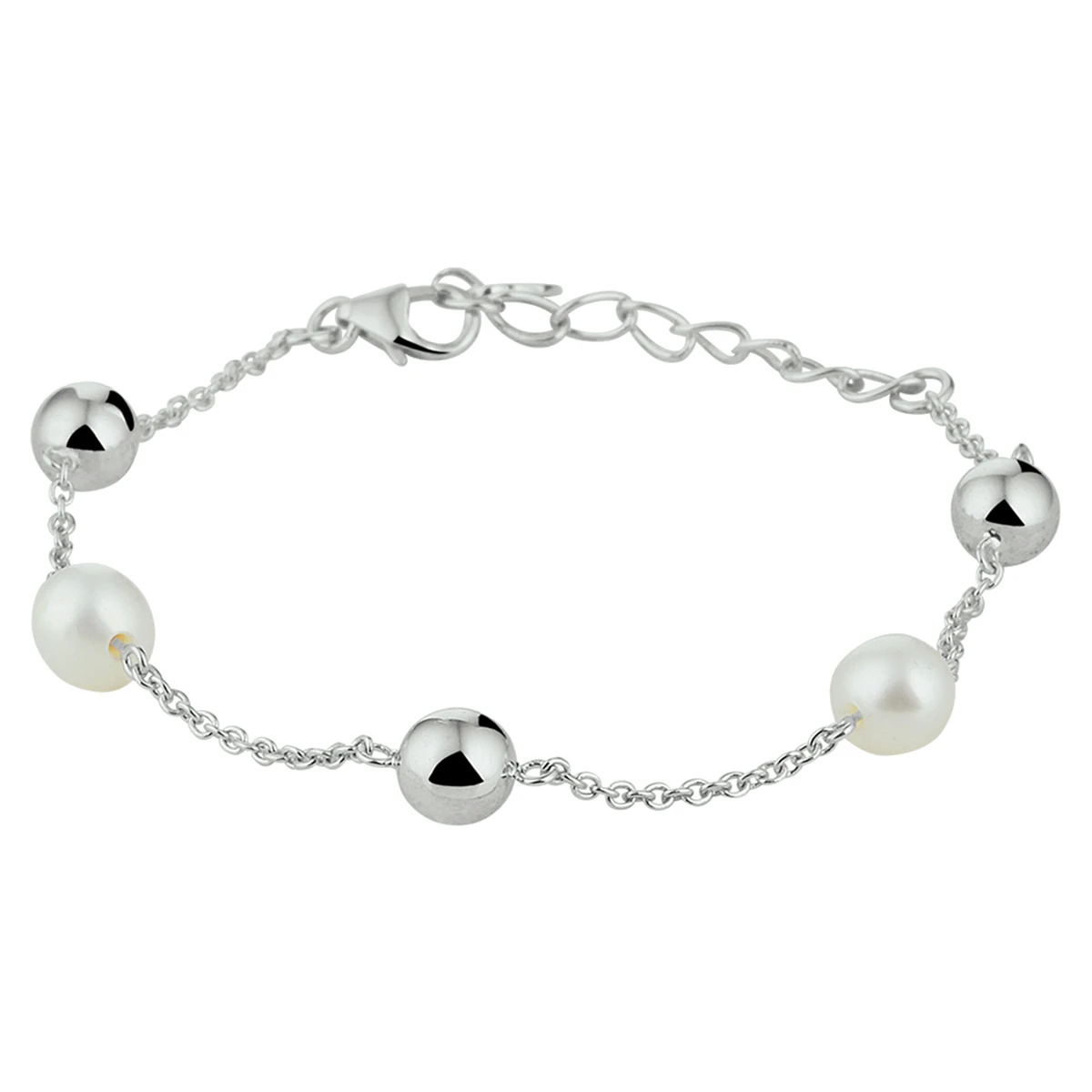armband parel 16 + 3 cm zilver gerhodineerd