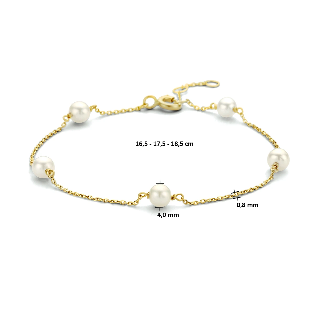 armband parel 16,5 - 17,5 - 18,5 cm 14K geelgoud