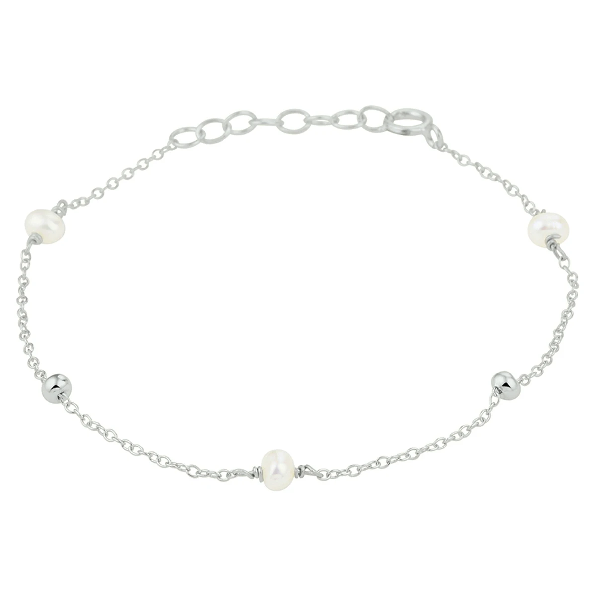 armband parel 16,5 + 2 cm zilver gerhodineerd