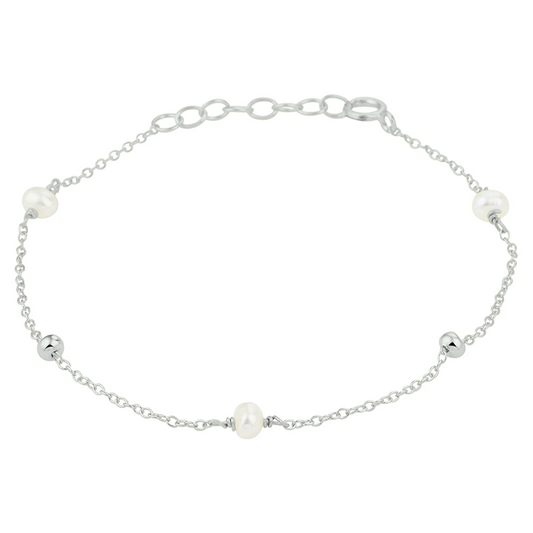armband parel 16,5 + 2 cm zilver gerhodineerd
