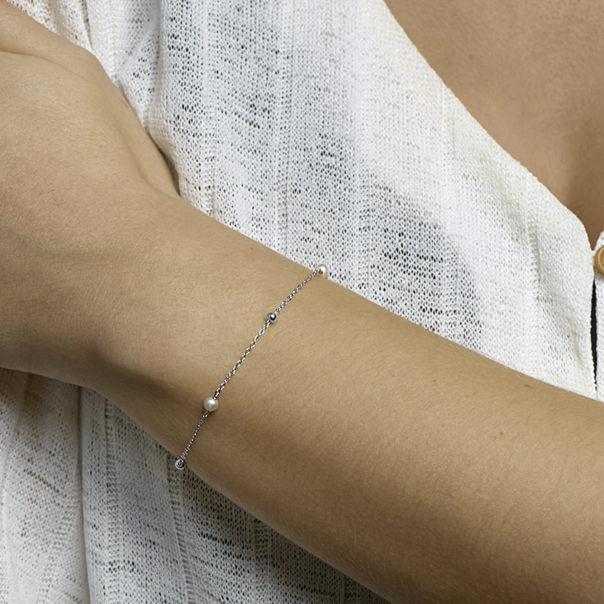 armband parel 16,5 + 2 cm zilver gerhodineerd