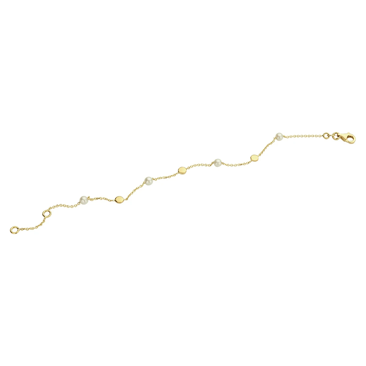 armband parel 17 - 19 cm 14K geelgoud