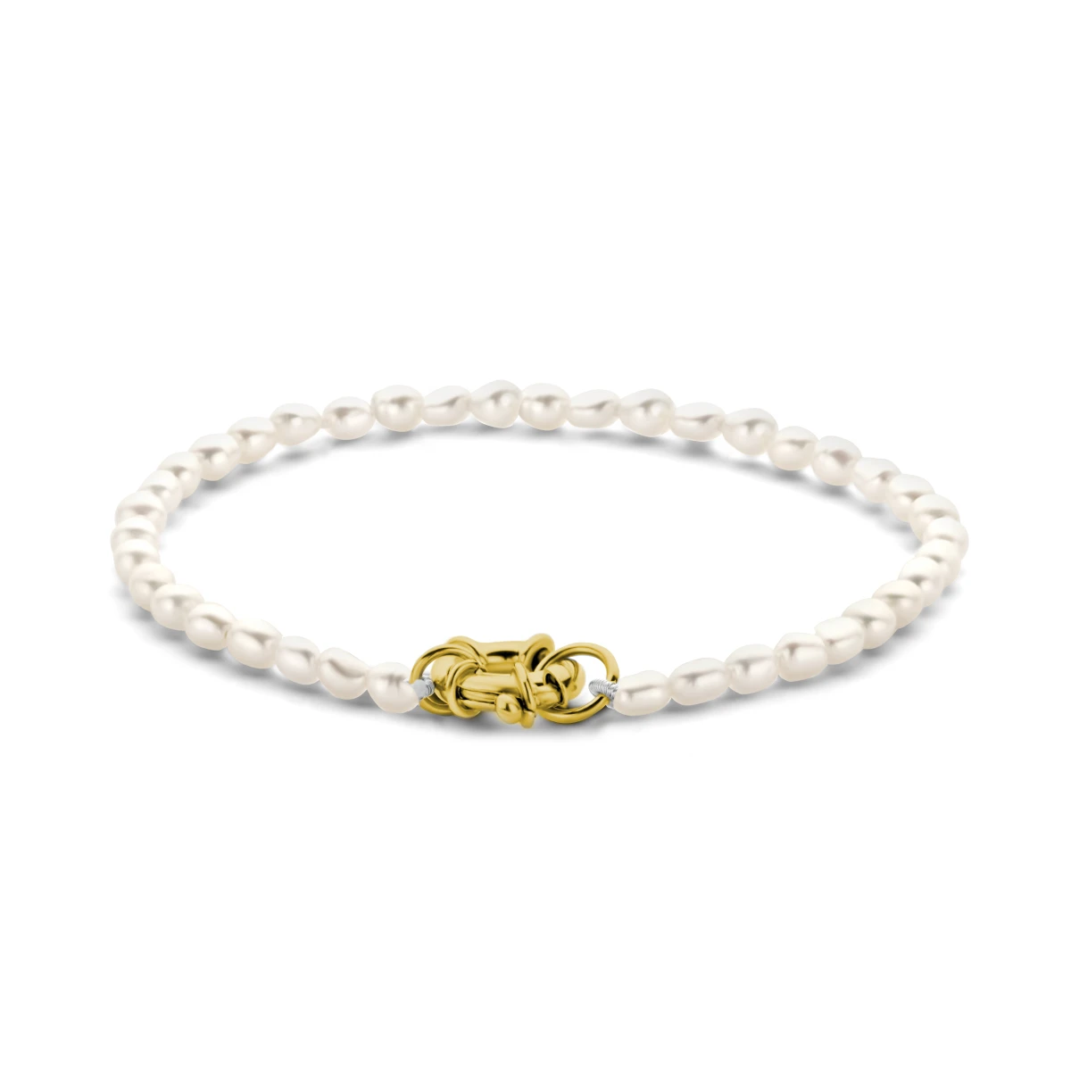 armband parel 18,5 cm met groot veerslot 3 micron zilver verguld (geel)