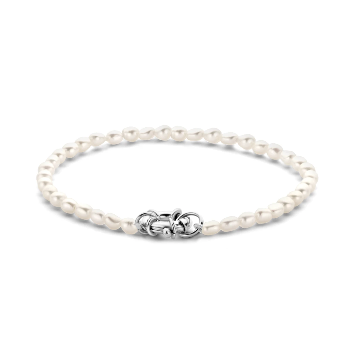 armband parel 3,8 mm 18,5 cm met groot veerslot zilver gerhodineerd
