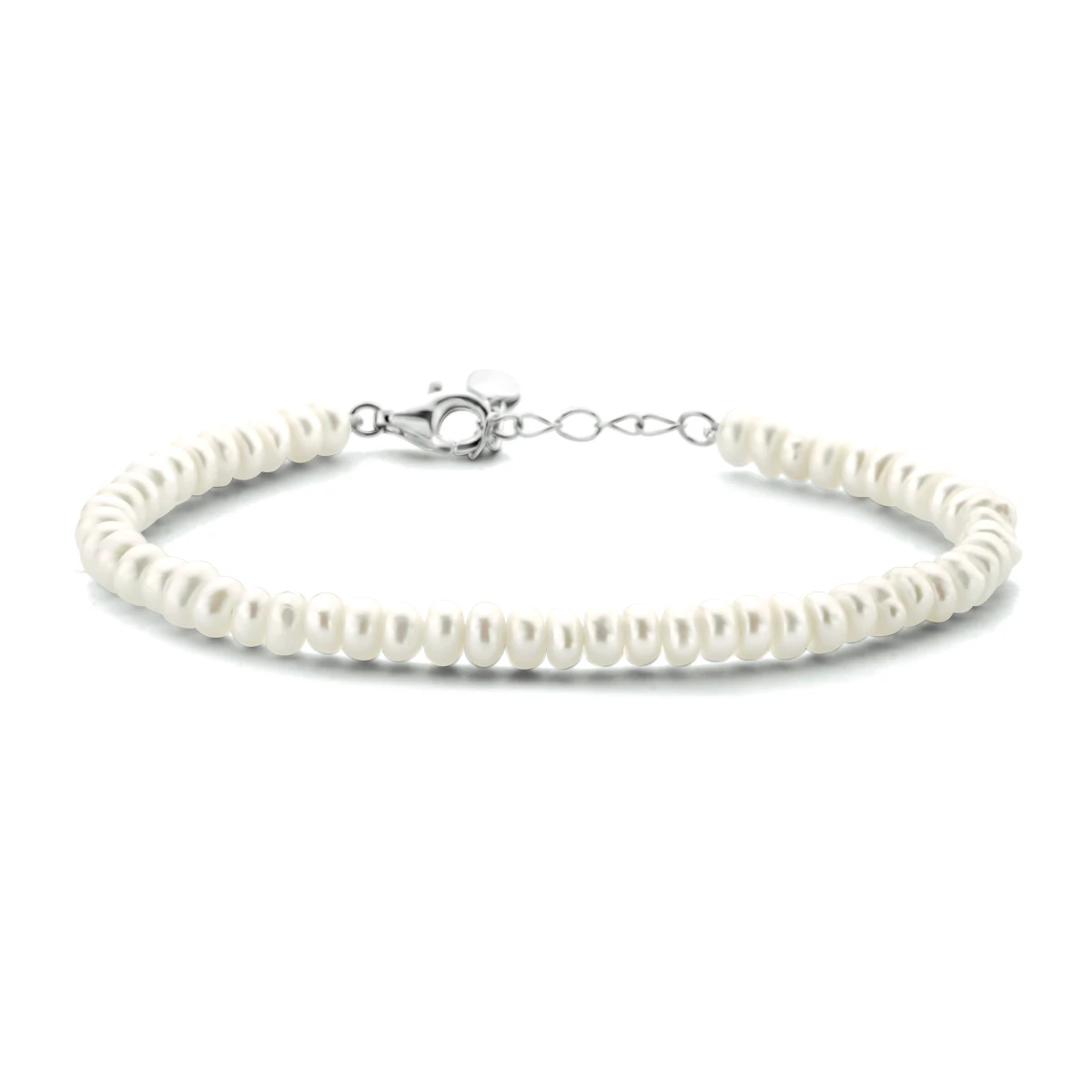 armband parel 4,0 mm 16 + 3 cm zilver gerhodineerd