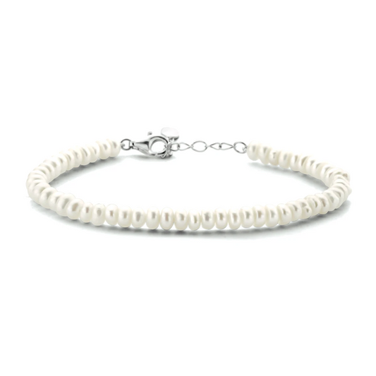 armband parel 4,0 mm 16 + 3 cm zilver gerhodineerd