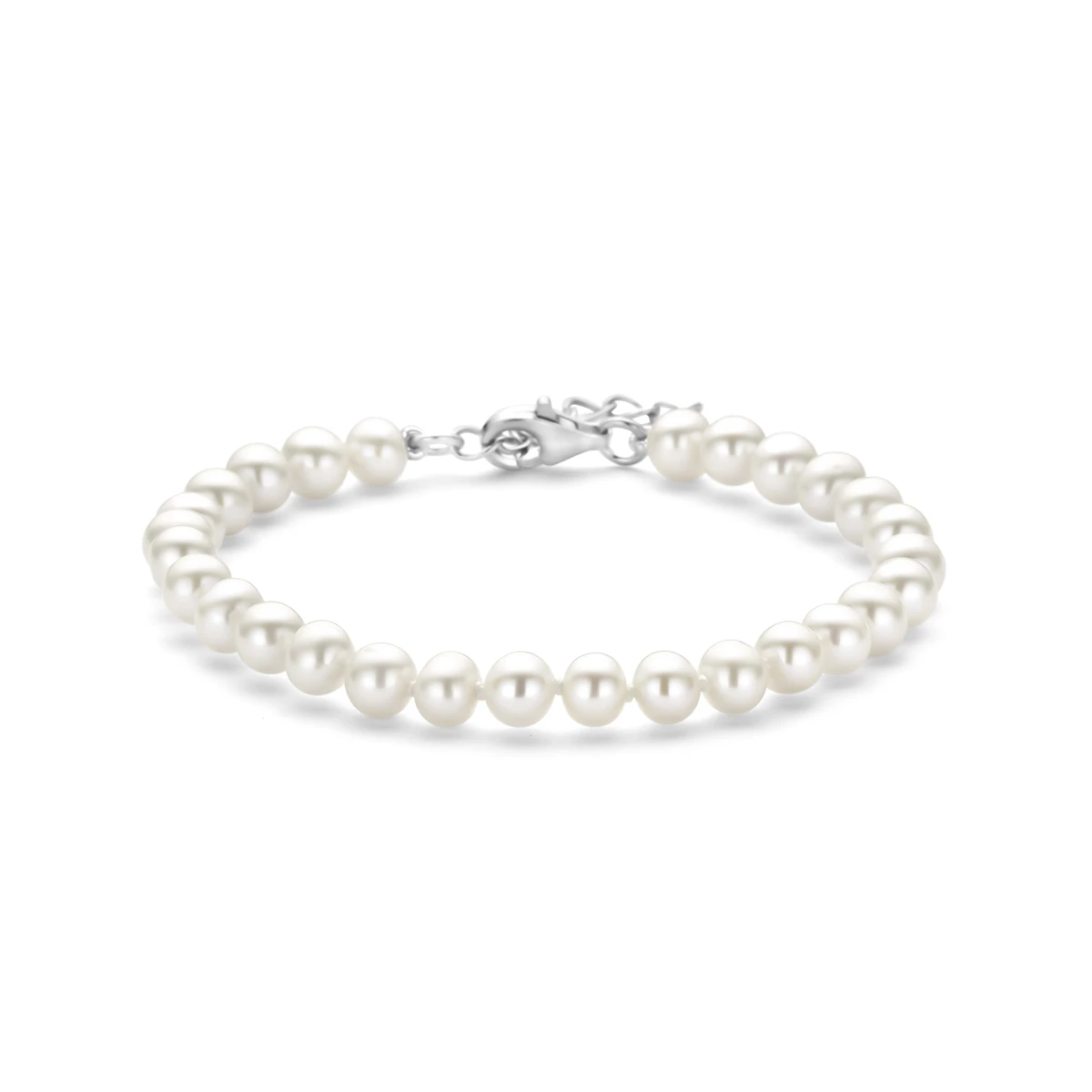 armband parel 5,5 mm 18 + 3 cm zilver gerhodineerd