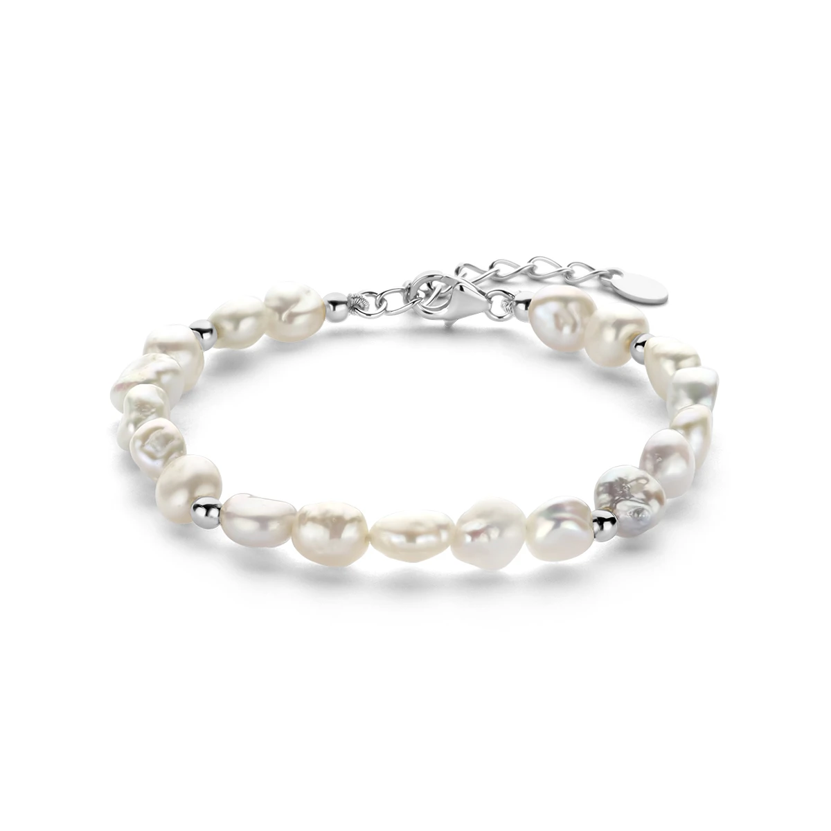 armband parel barok 16 + 3 cm zilver gerhodineerd