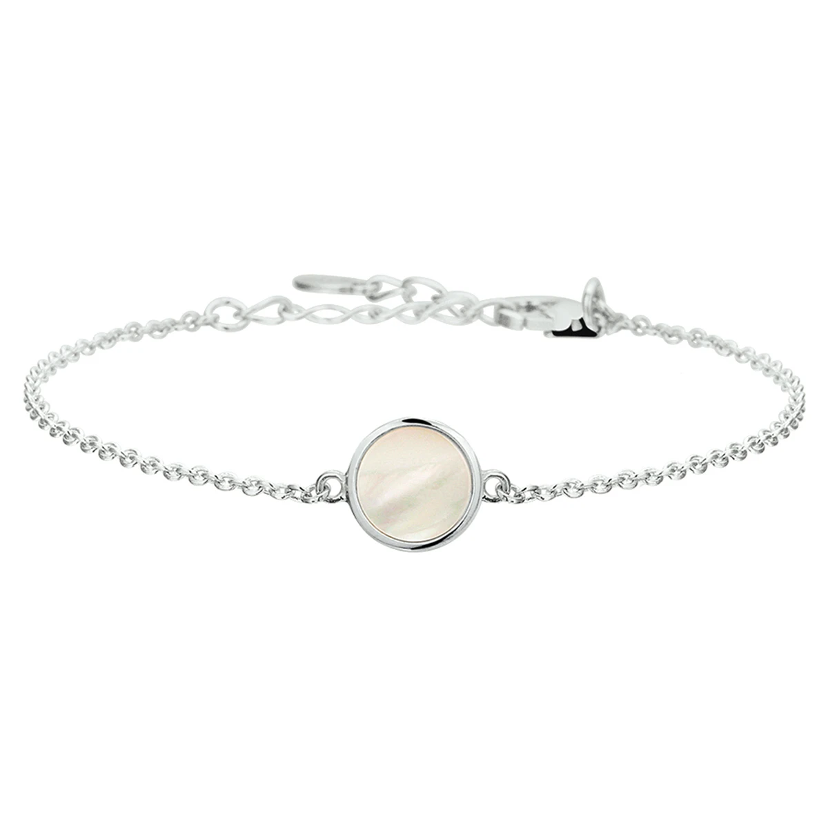 armband parelmoer 17 + 2 cm zilver gerhodineerd