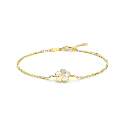 armband parelmoer bloem 16 - 18 cm 14K geelgoud