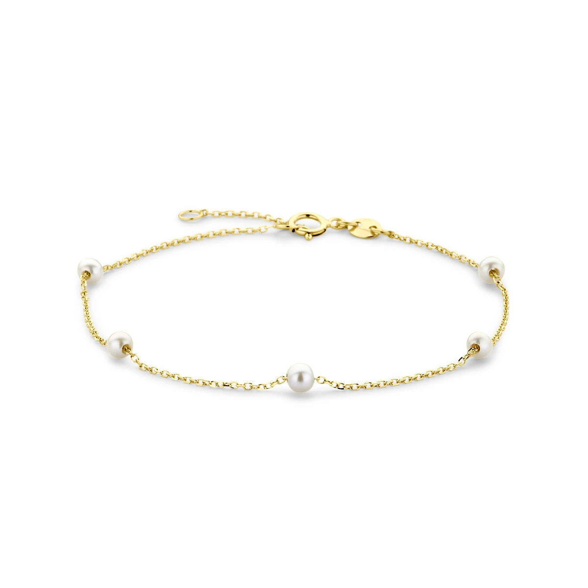 armband parels 16,5 - 18,5 cm 14K geelgoud