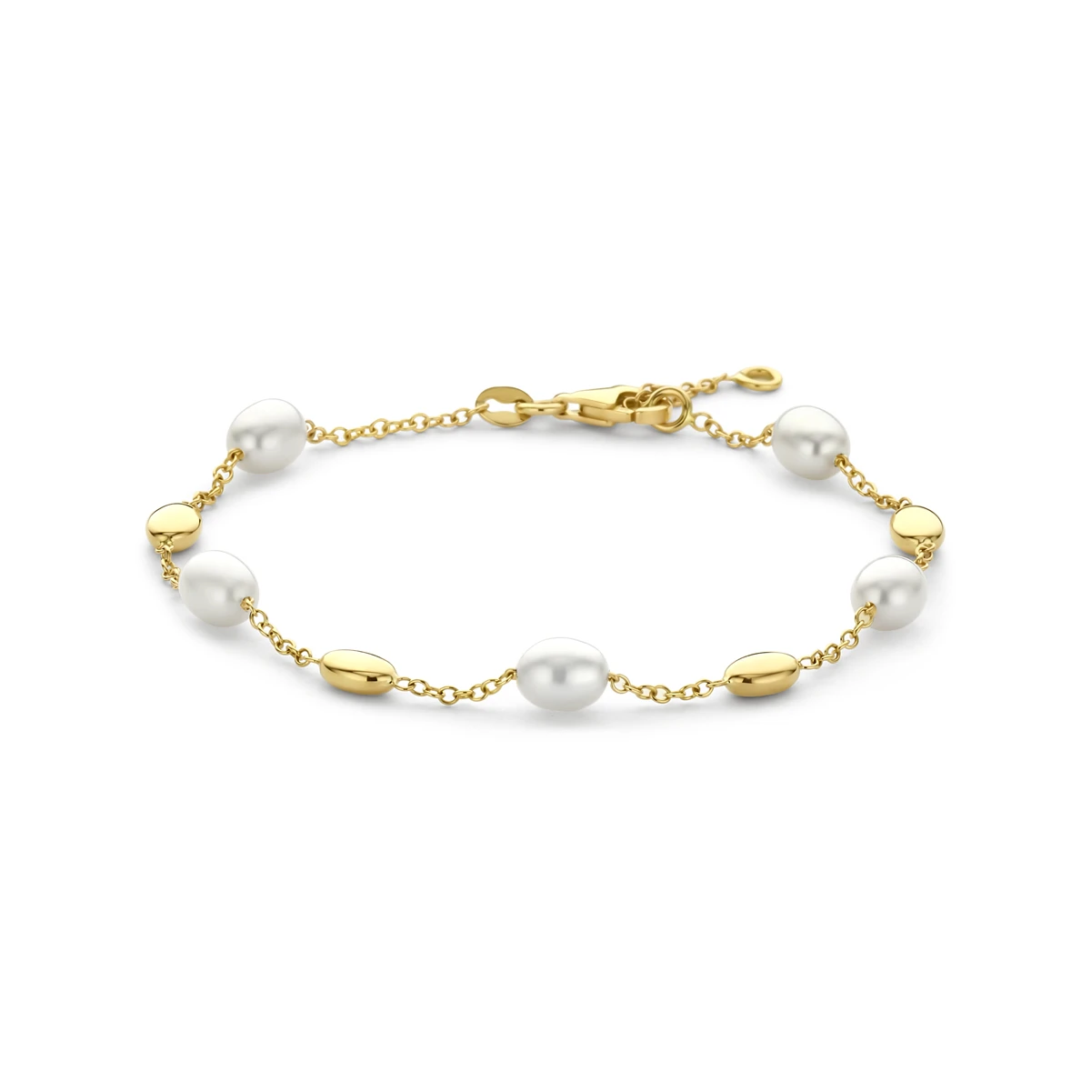 armband parels 17 - 19 cm 14K geelgoud