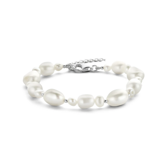 armband parels 17 + 3 cm zilver gerhodineerd