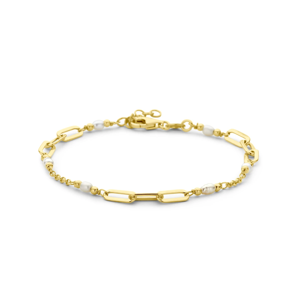 armband parels 18 + 2 cm 3 micron zilver verguld (geel)