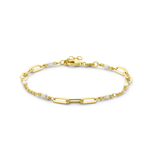 armband parels 18 + 2 cm 3 micron zilver verguld (geel)