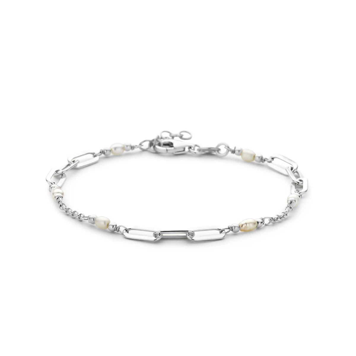 armband parels 18 + 2 cm zilver gerhodineerd