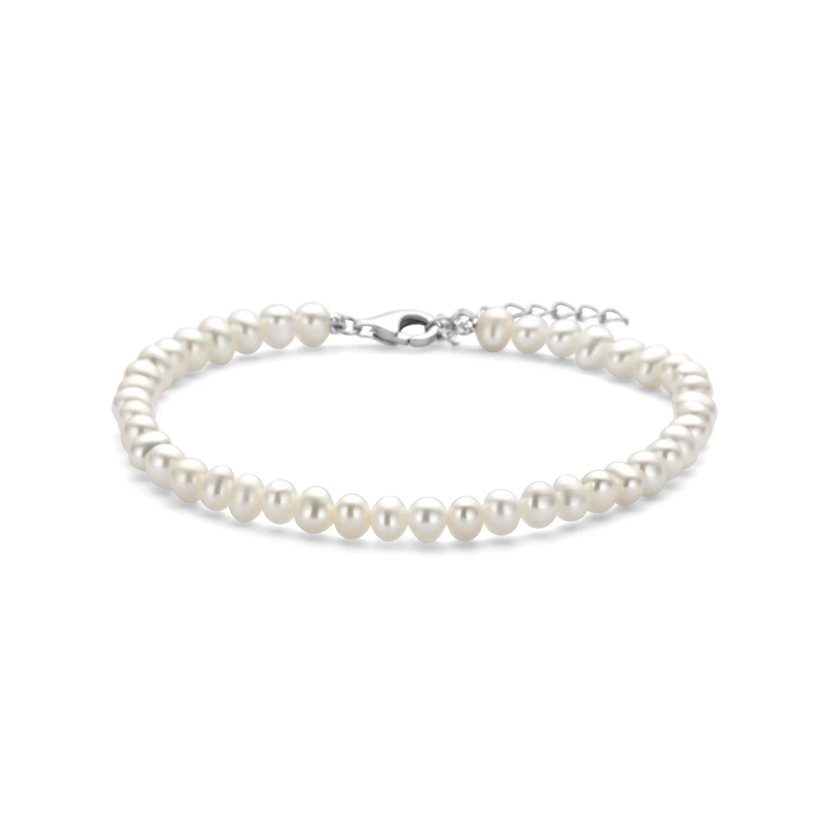 armband parels 18 + 3 cm zilver gerhodineerd