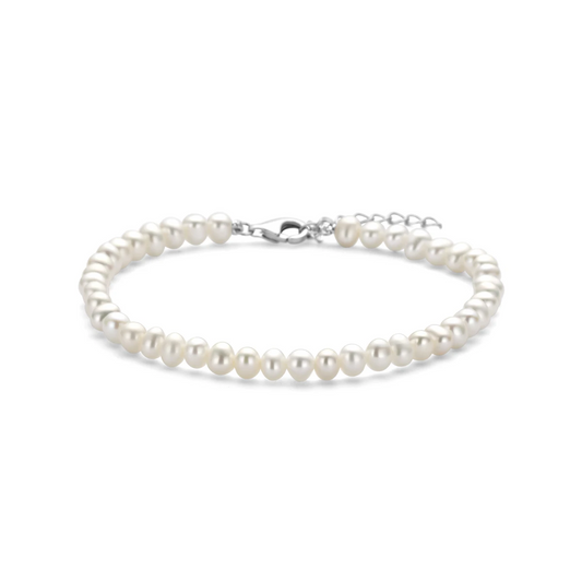 armband parels 18 + 3 cm zilver gerhodineerd