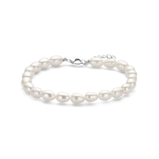 armband parels 18 + 3 cm zilver gerhodineerd