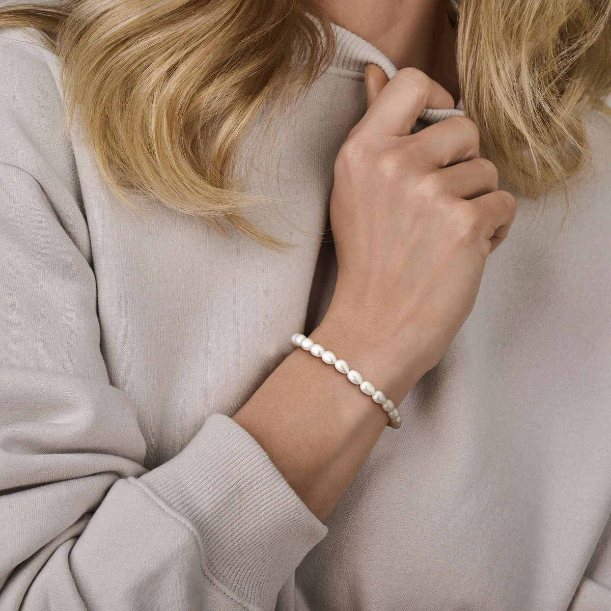 armband parels 18 + 3 cm zilver gerhodineerd