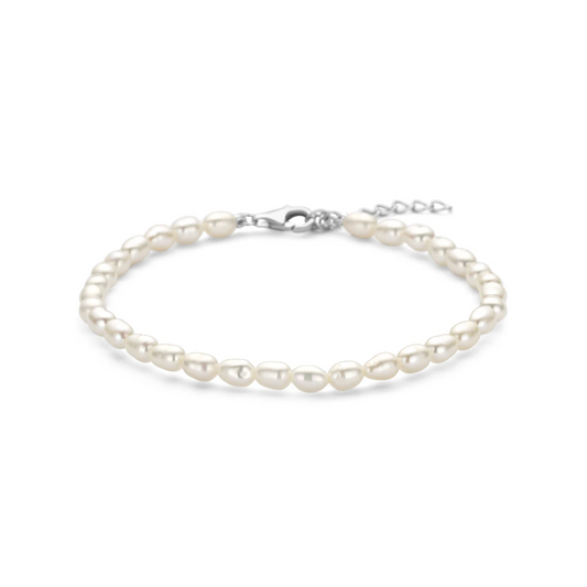 armband parels 18 + 3 cm zilver gerhodineerd