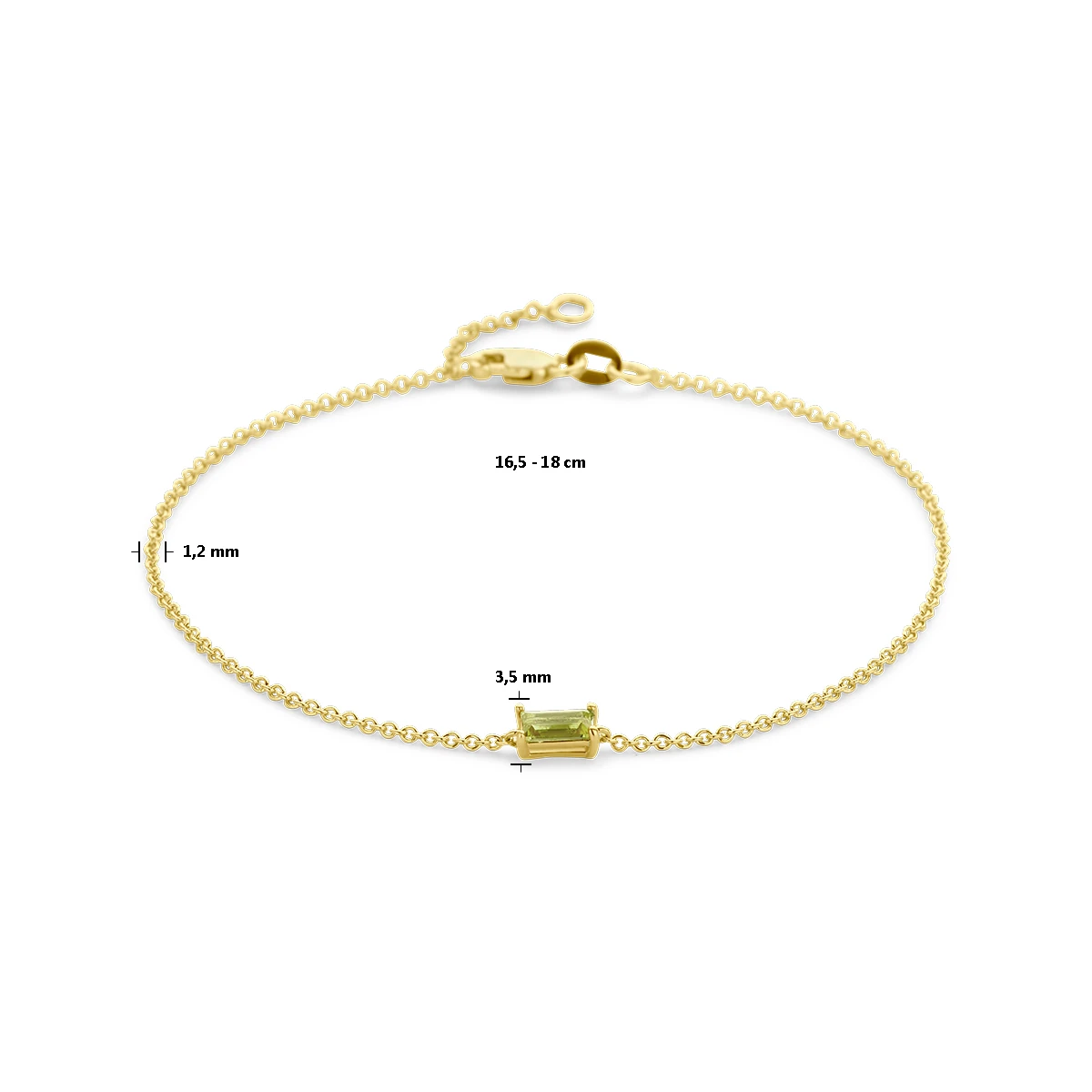 armband peridot 16,5 - 18 cm 14K geelgoud