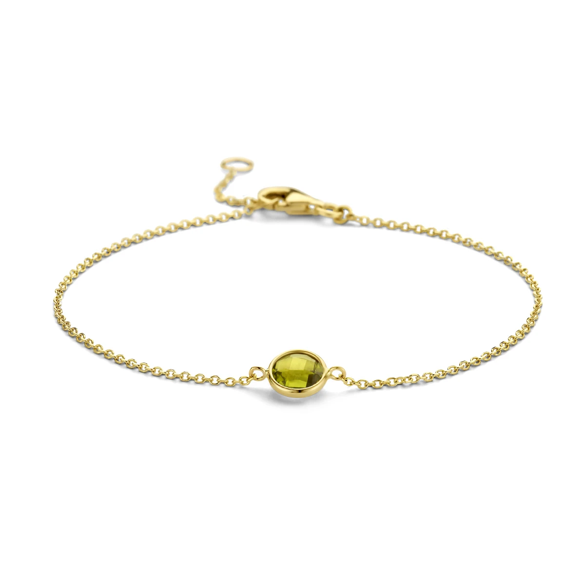 armband peridot 16,5 - 19 cm 14K geelgoud