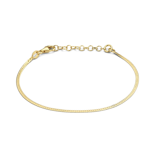 armband plat 1,7 mm 16 + 3 cm 3 micron zilver verguld (geel)