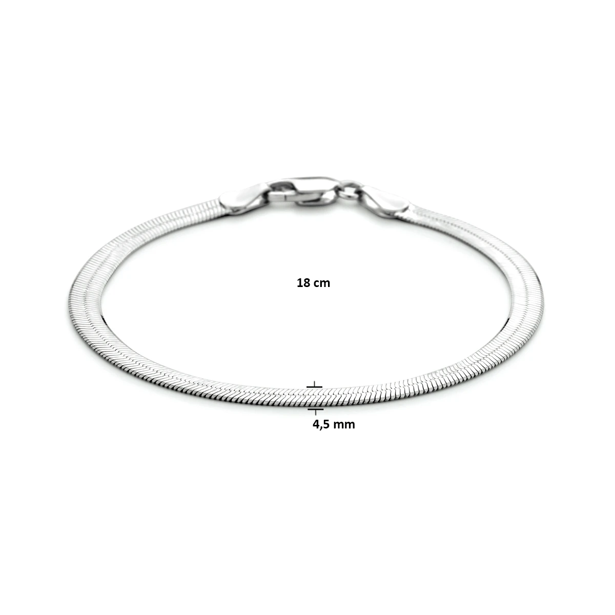 armband plat 4,5 mm zilver gerhodineerd