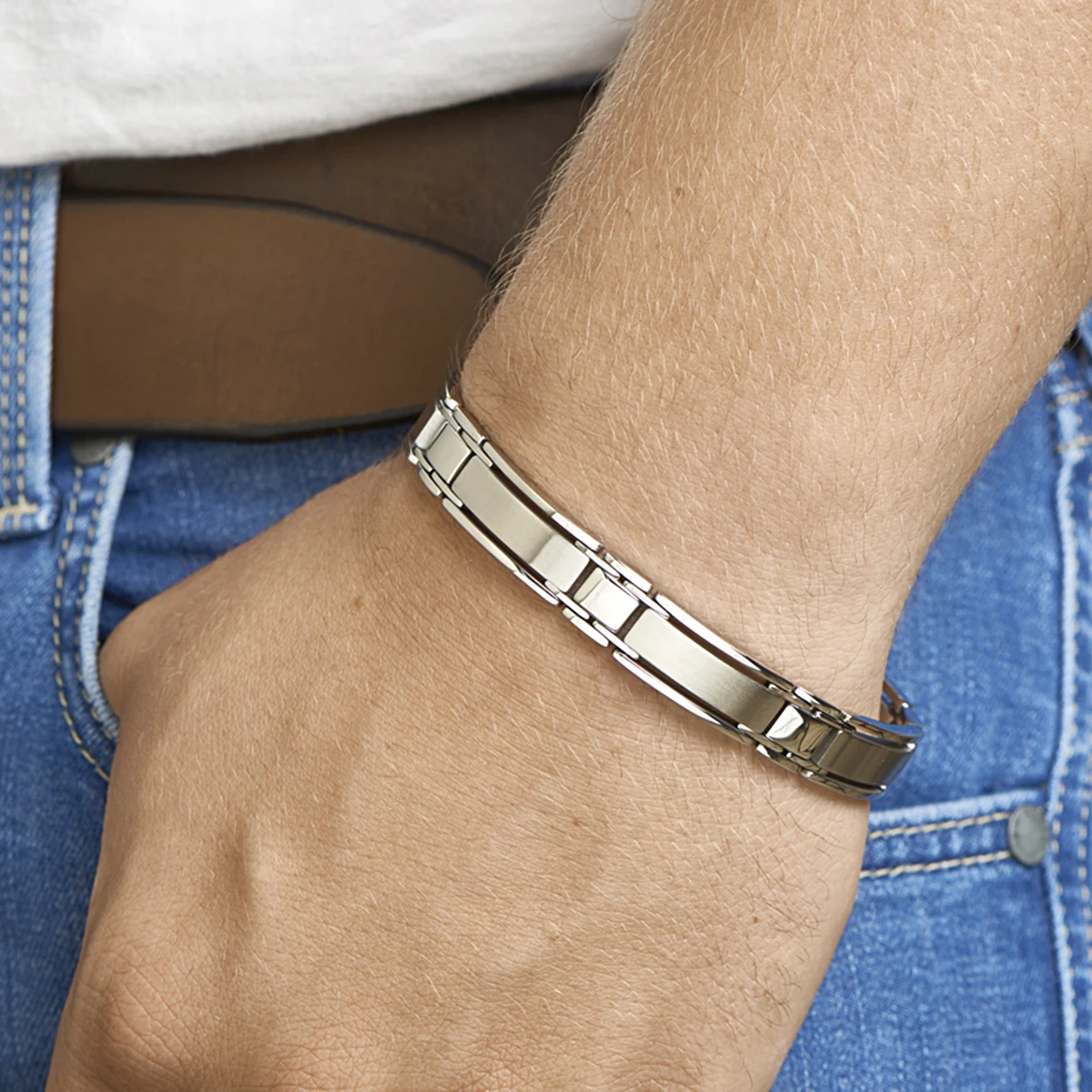 armband poli/mat 11 mm 21 cm edelstaal