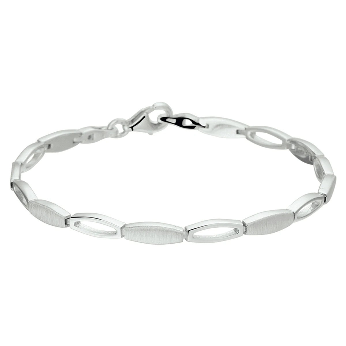 armband poli/mat 4,2 mm 19 cm zilver gerhodineerd