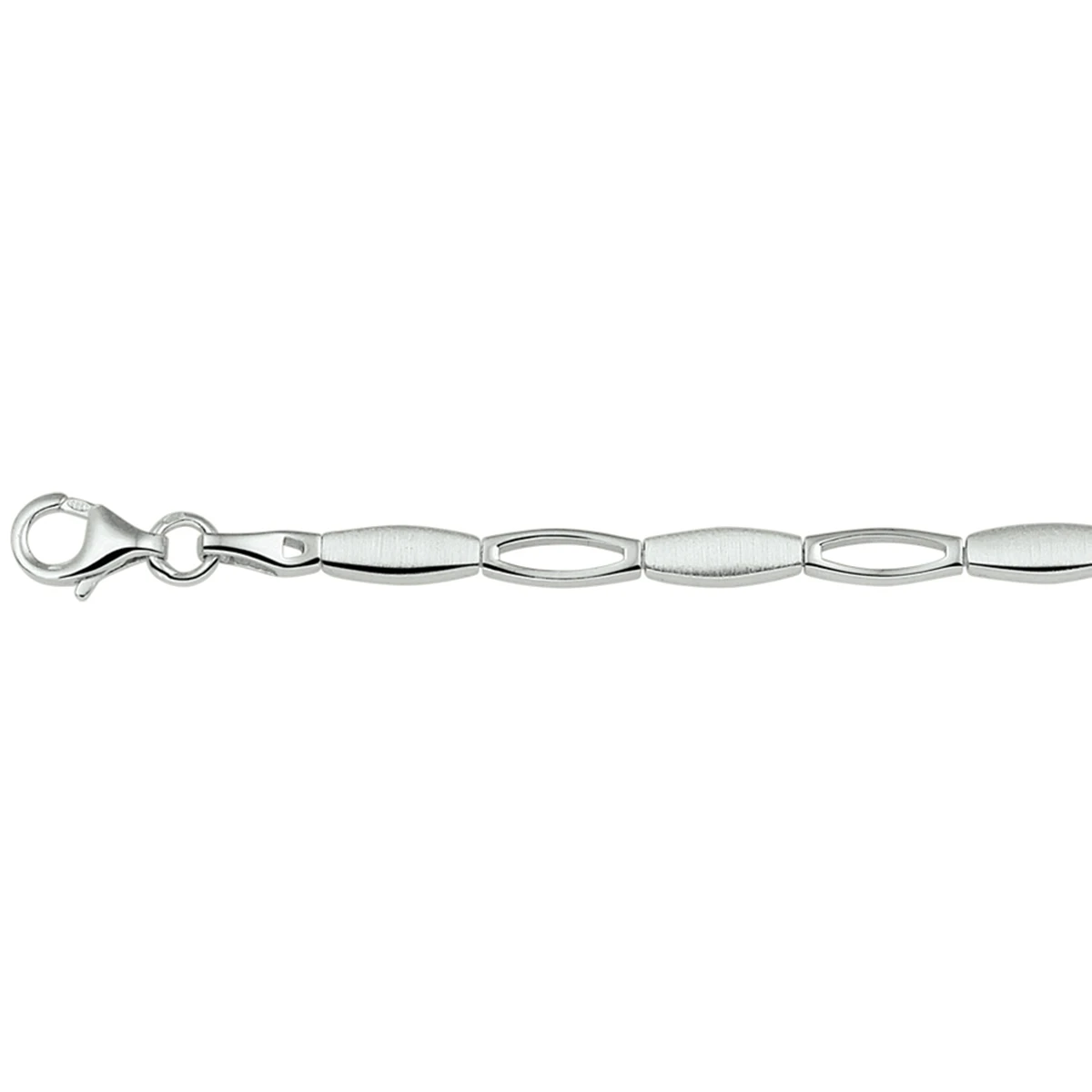 armband poli/mat 4,2 mm 19 cm zilver gerhodineerd