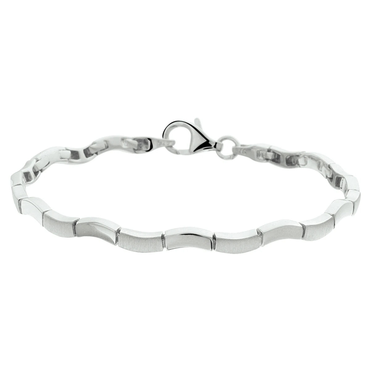 armband poli/mat 4,2 mm 19 cm zilver gerhodineerd