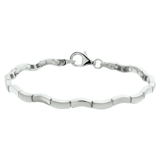 armband poli/mat 4,2 mm 19 cm zilver gerhodineerd