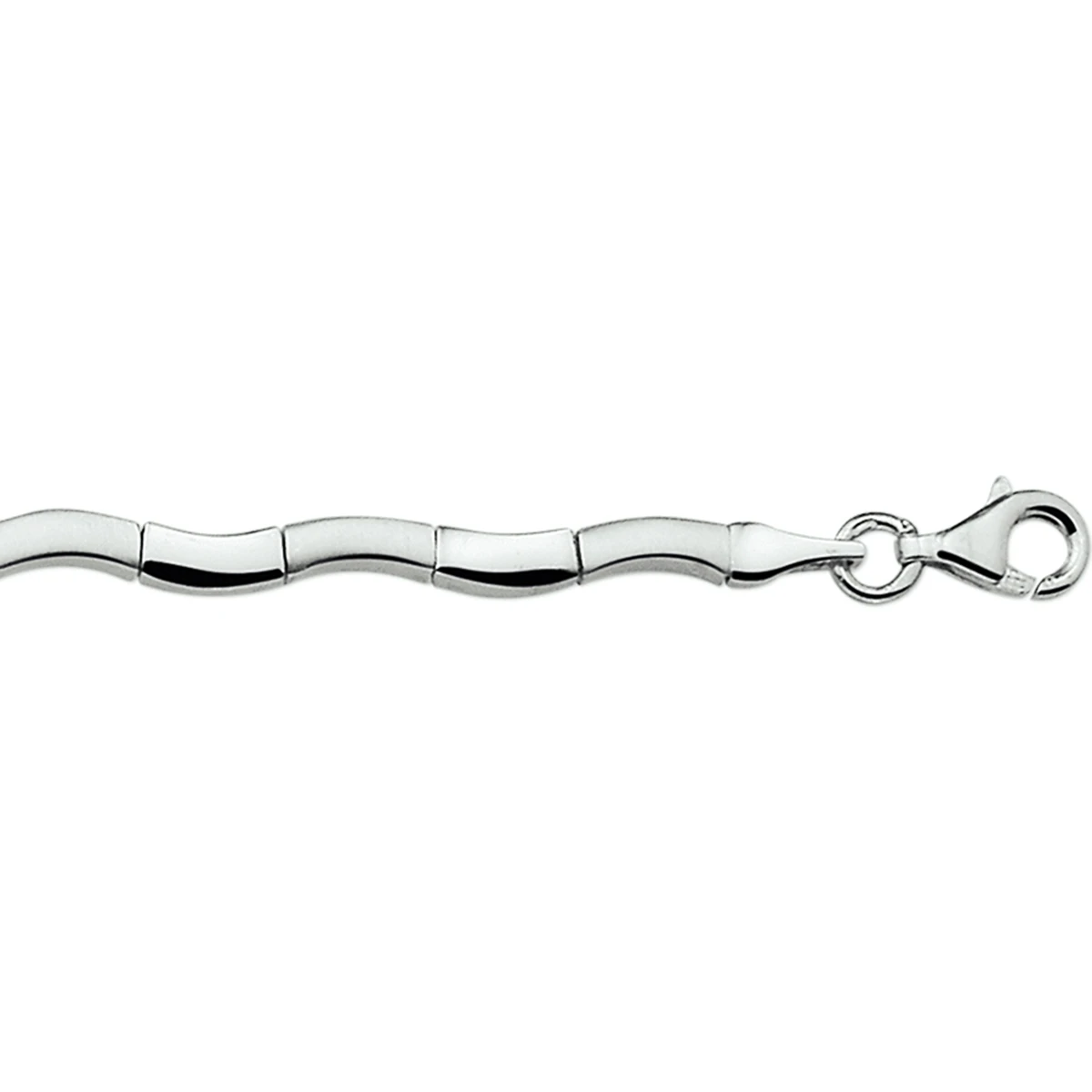 armband poli/mat 4,2 mm 19 cm zilver gerhodineerd