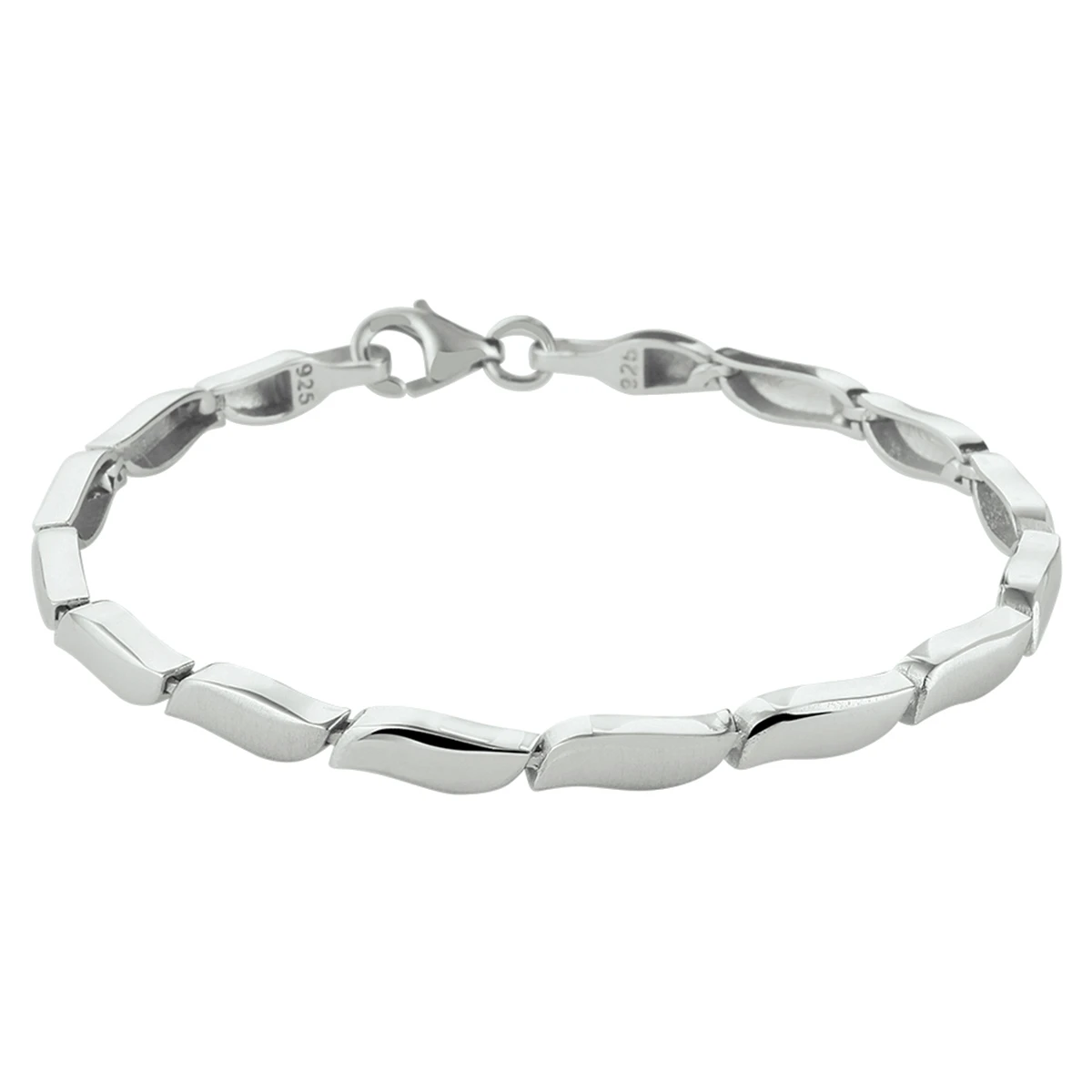 armband poli/mat 4,3 mm 19 cm zilver gerhodineerd