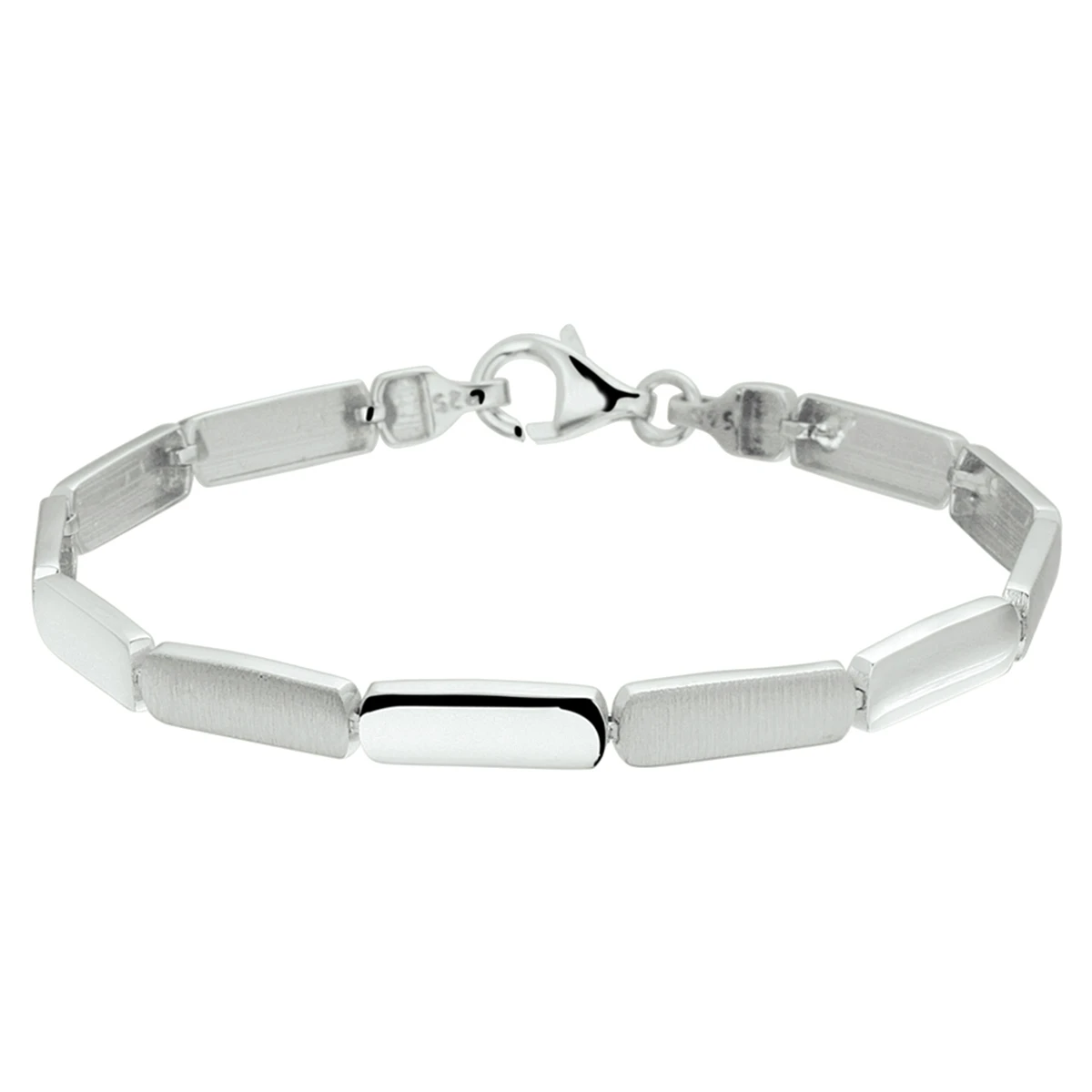 armband poli/mat 5,2 mm 19 cm zilver gerhodineerd