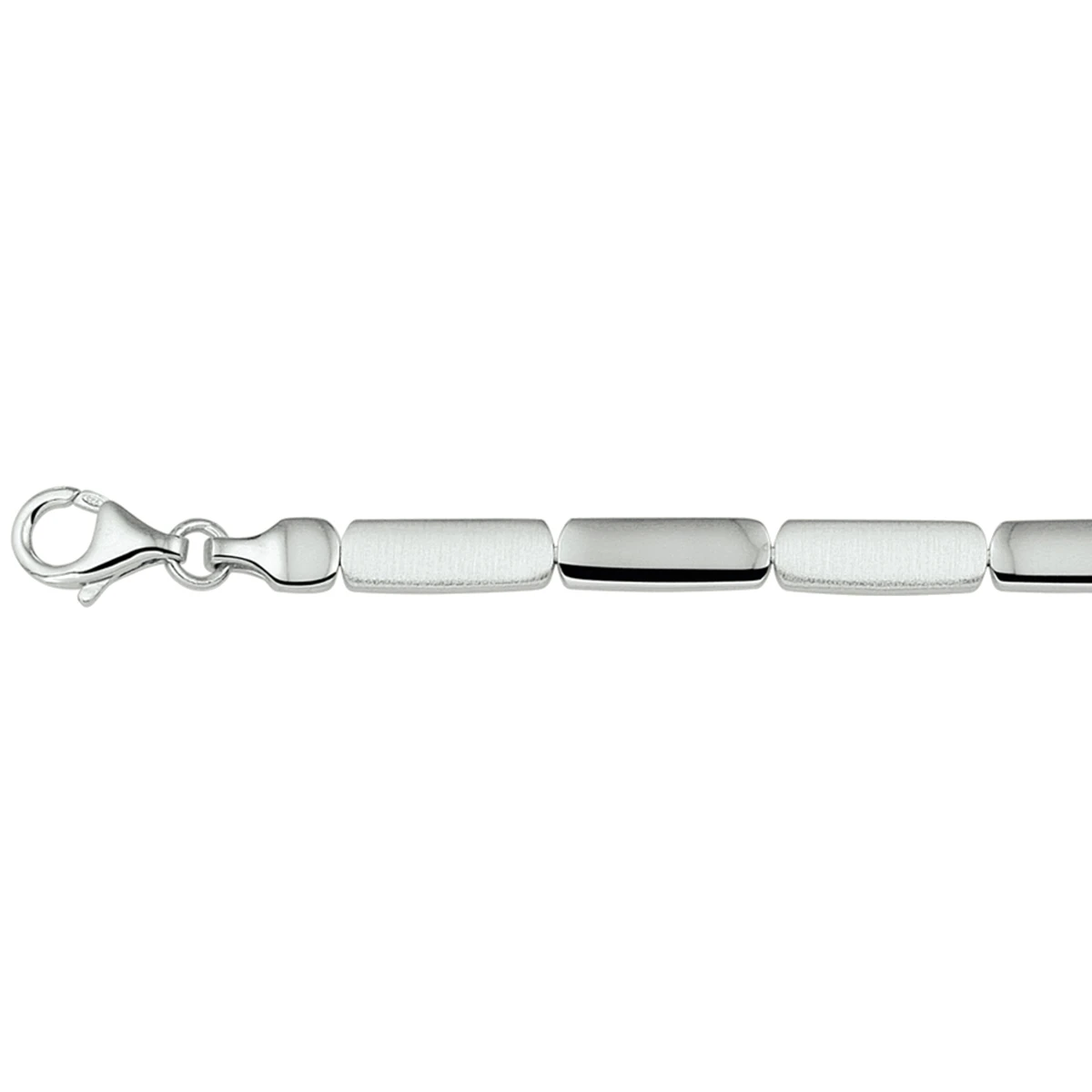 armband poli/mat 5,2 mm 19 cm zilver gerhodineerd
