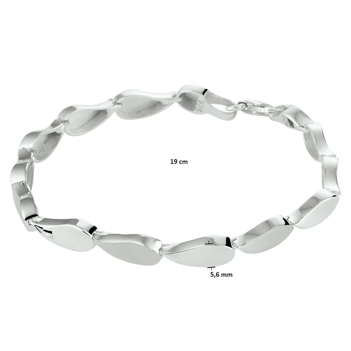armband poli/mat 5,6 mm 19 cm zilver gerhodineerd