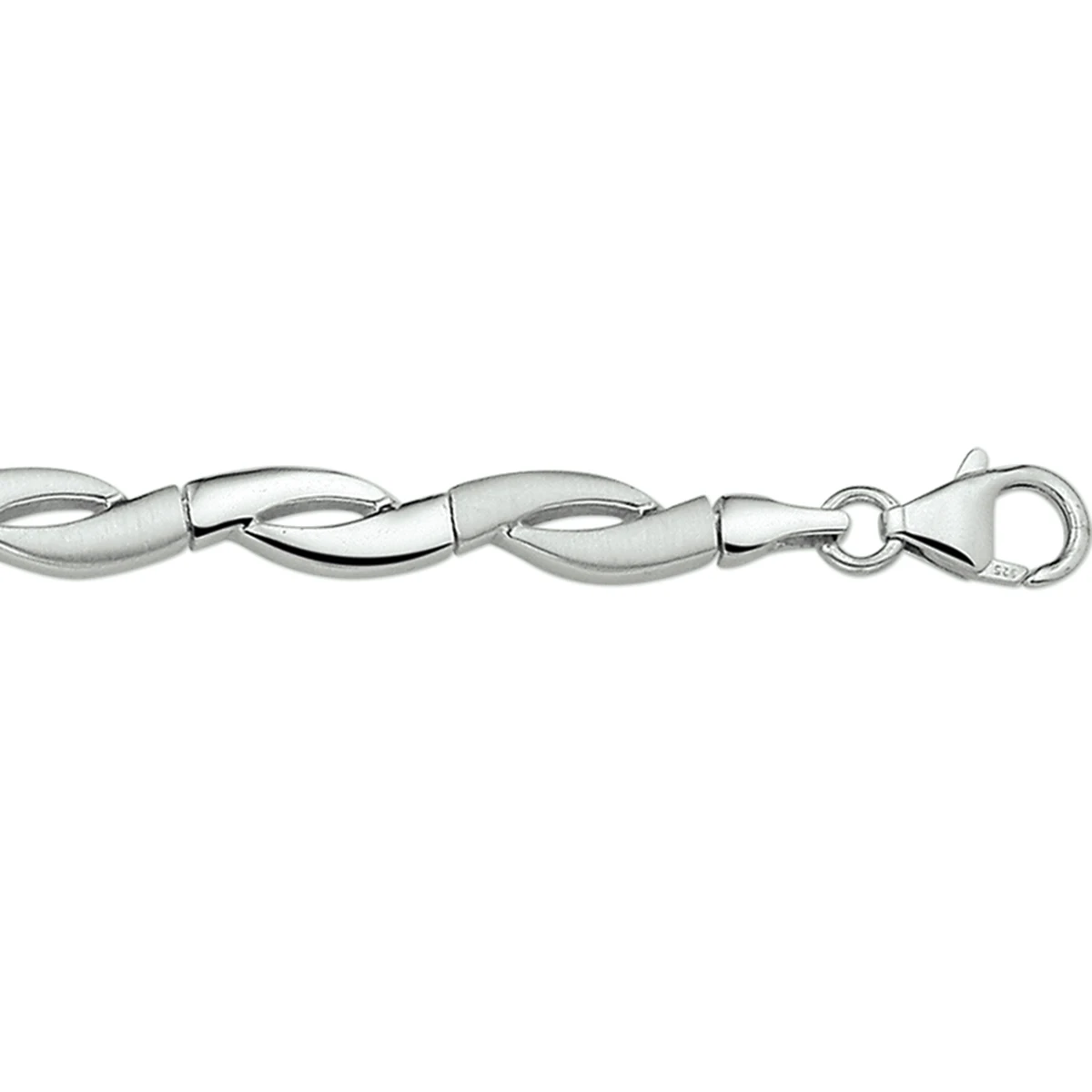 armband poli/mat 6 mm 19 cm zilver gerhodineerd