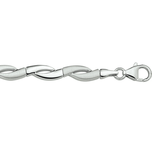 armband poli/mat 6 mm 19 cm zilver gerhodineerd