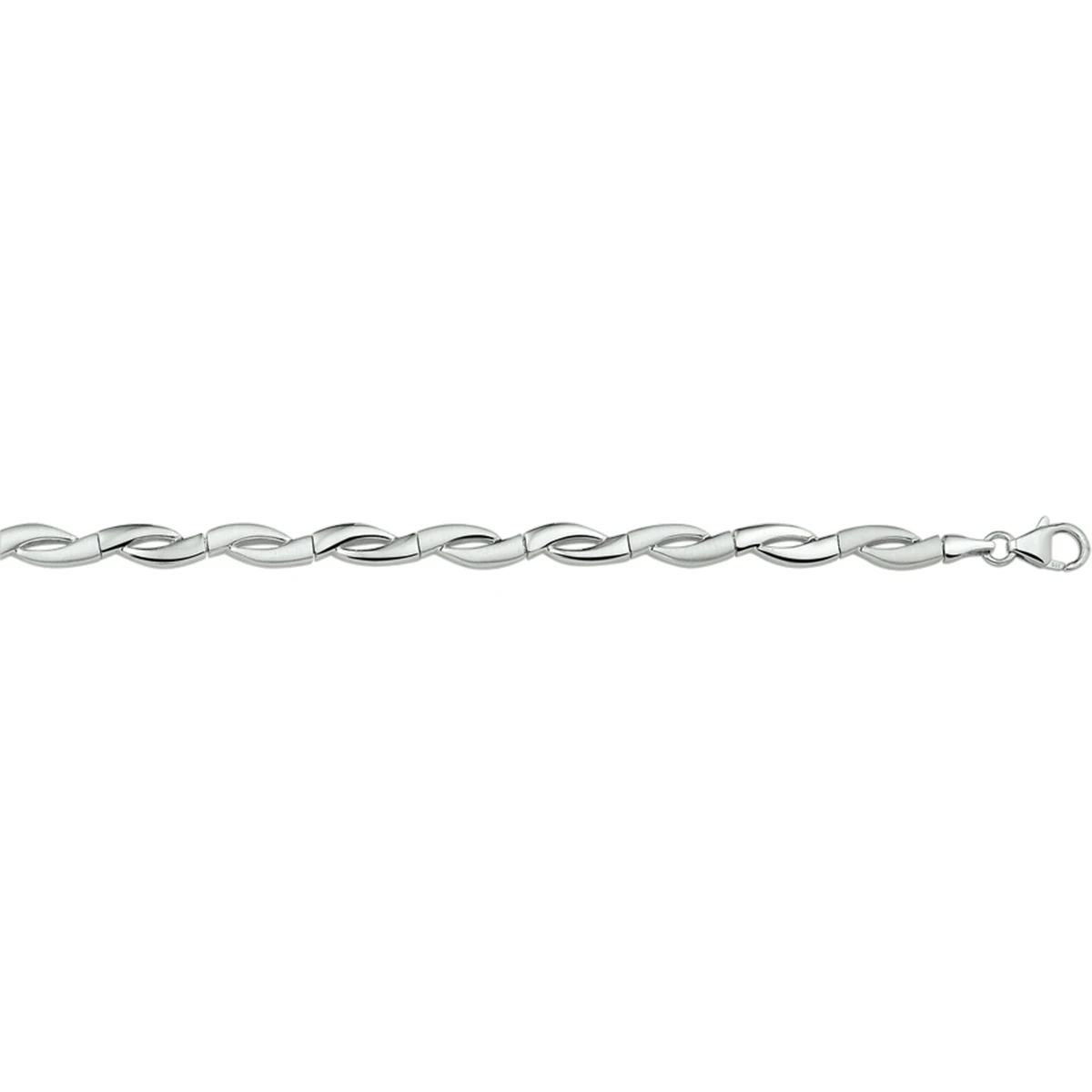 armband poli/mat 6 mm 19 cm zilver gerhodineerd