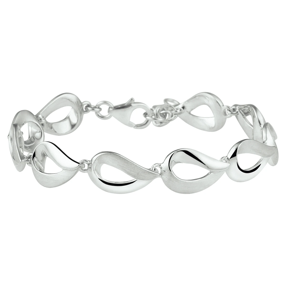 armband poli/mat 9,5 mm 16,5 + 3 cm zilver gerhodineerd