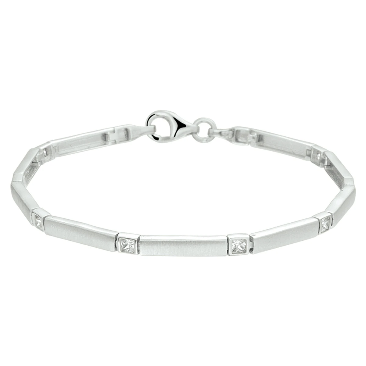 armband poli/mat zirkonia 3,3 mm 19 cm zilver gerhodineerd