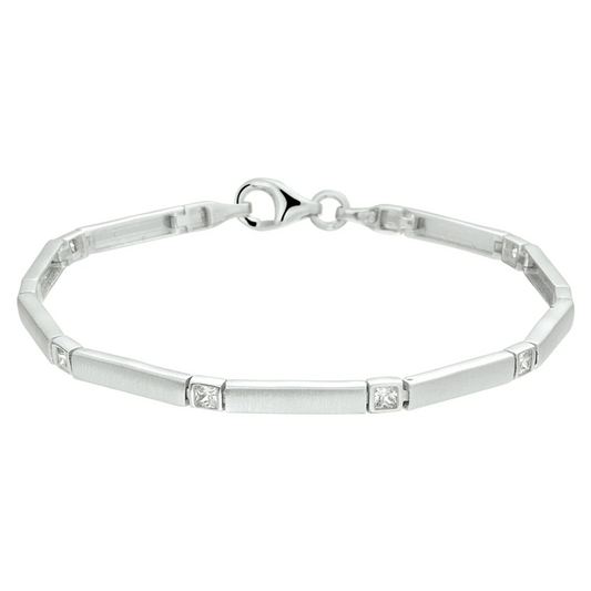 armband poli/mat zirkonia 3,3 mm 19 cm zilver gerhodineerd