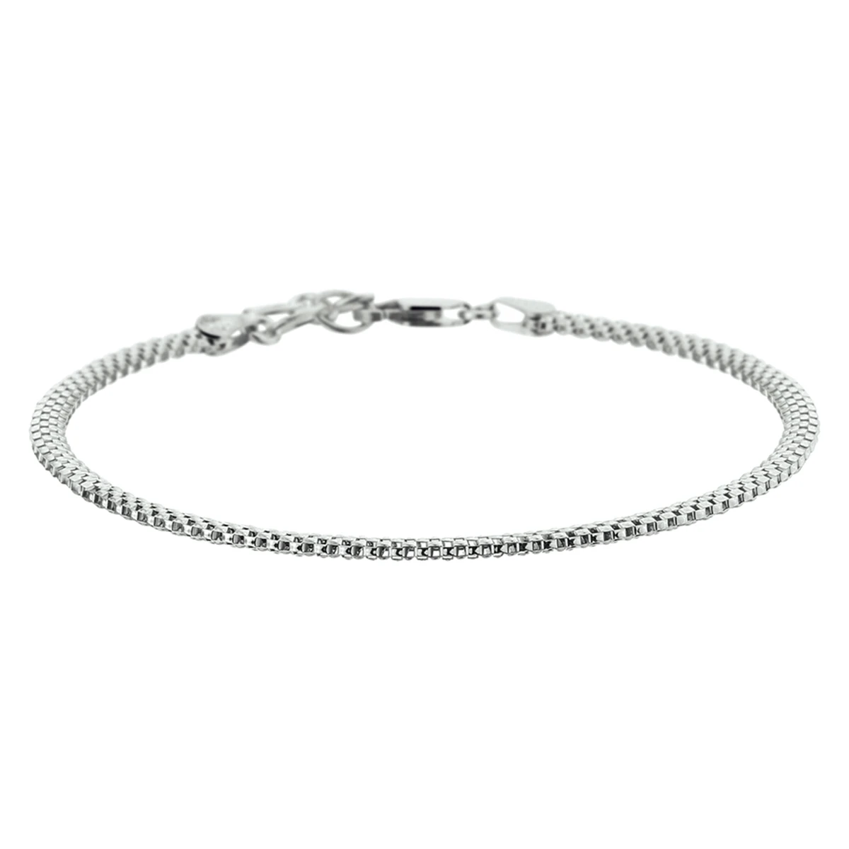 armband popcorn 3,0 mm 18 + 2 cm zilver gerhodineerd