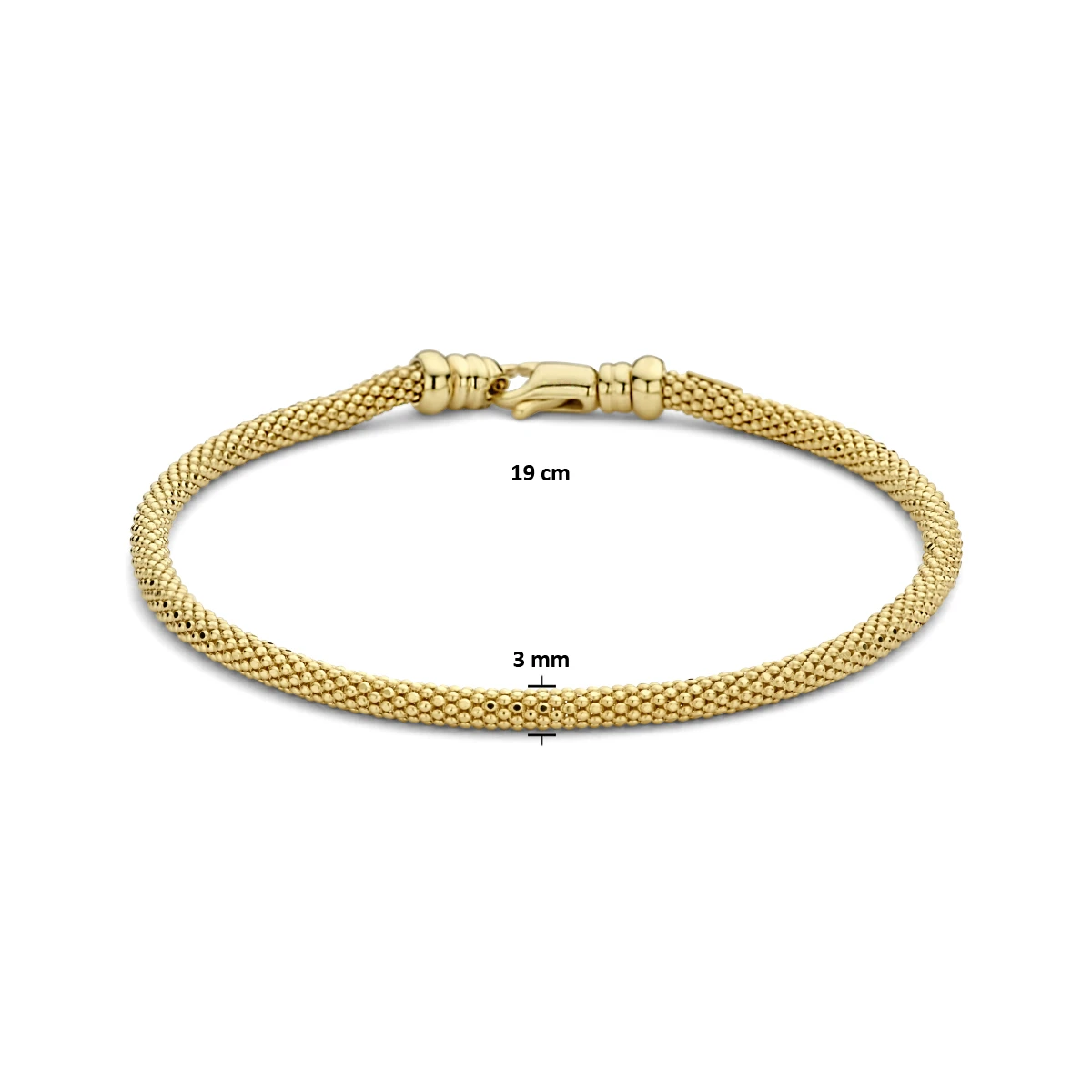 armband popcorn 3,0 mm 19 cm 14K geelgoud