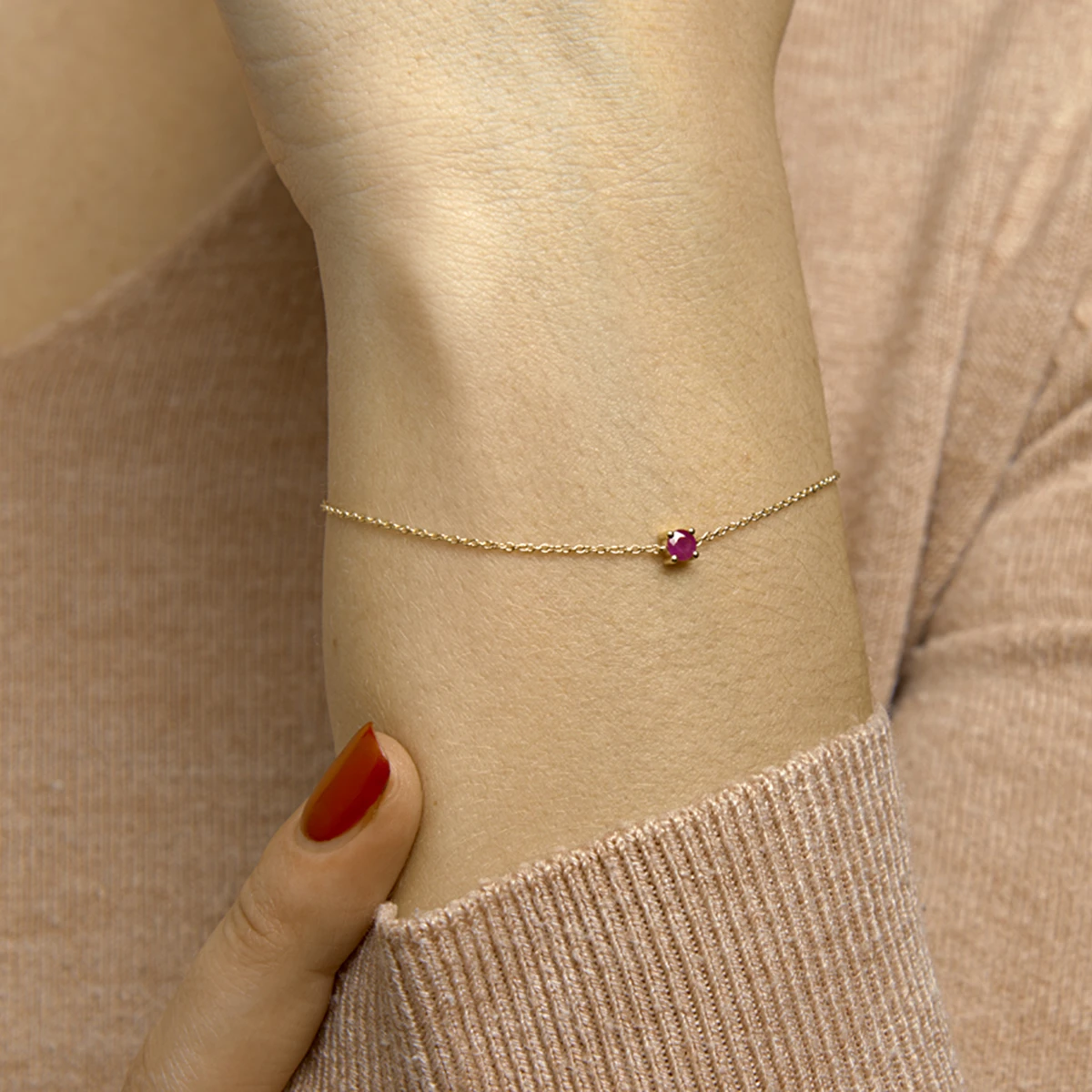 armband robijn 15,5 - 17 - 18,5 cm 14K geelgoud