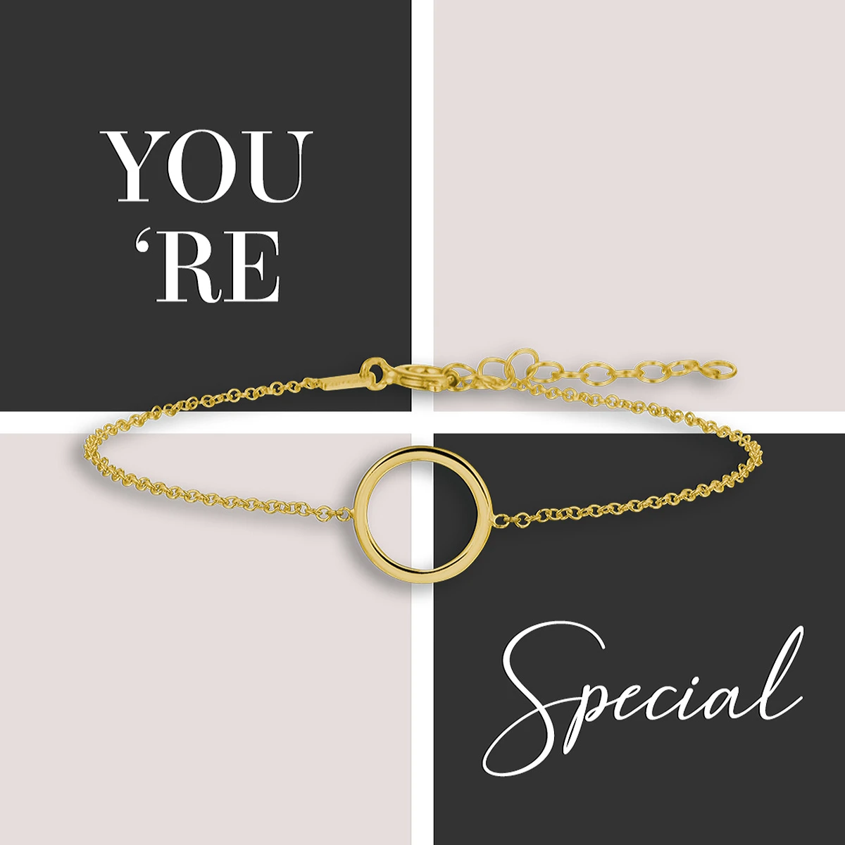 armband rondje 16 + 3 cm 3 micron zilver verguld (geel)